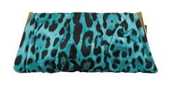 Animal Print Clutch, Fabric, Teal/Black, 3*